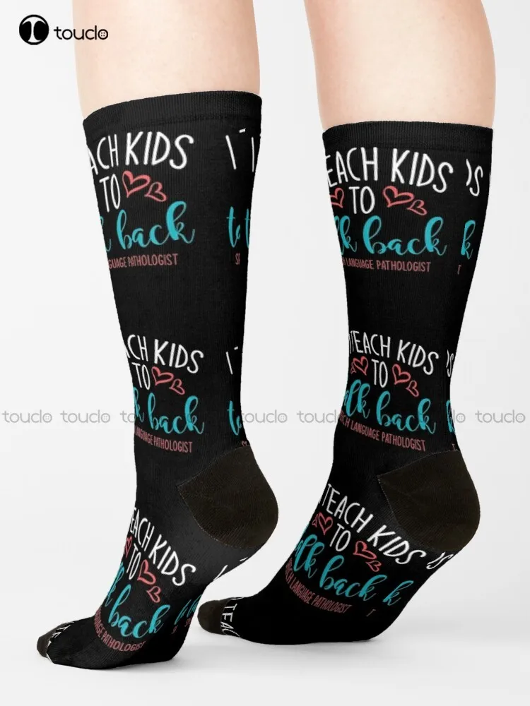 Slp Speech Therapy I Teach Kids To Talk Back Socks Thin Socks Women Street Skateboard Socks Harajuku 360° Digital Print Colorful