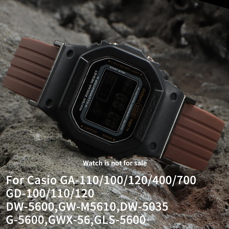 

Для G-SHOCK Casio ремешок GM-5600 DW5600/DW5610 GM-110 gw-6900 резиновый ремешок для часов спортивный силиконовый с адаптером из нержавеющей стали 16 мм