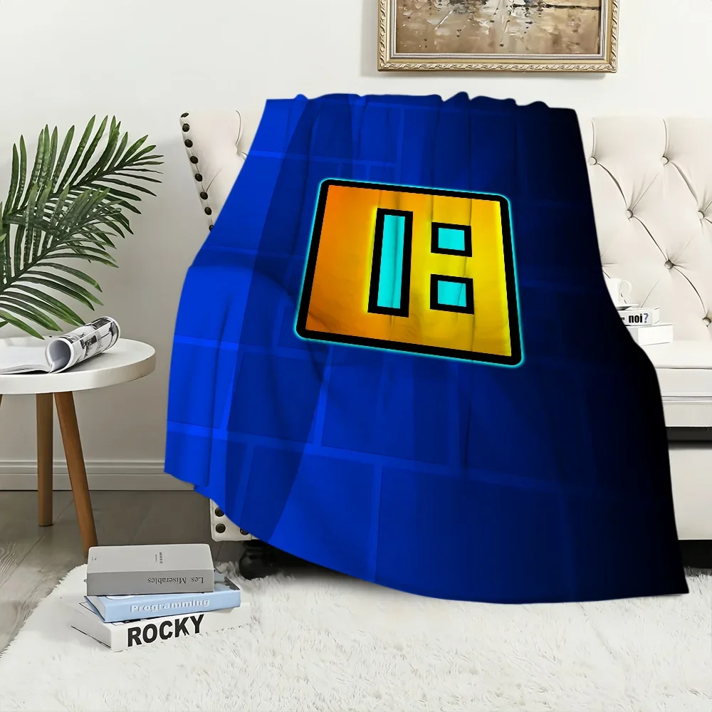 Game Interesting Geometry Dash Lite Blanket Blanket for Couch Sofa Travel Home Hiking Picni Bed Beding Flannel Blanket gift