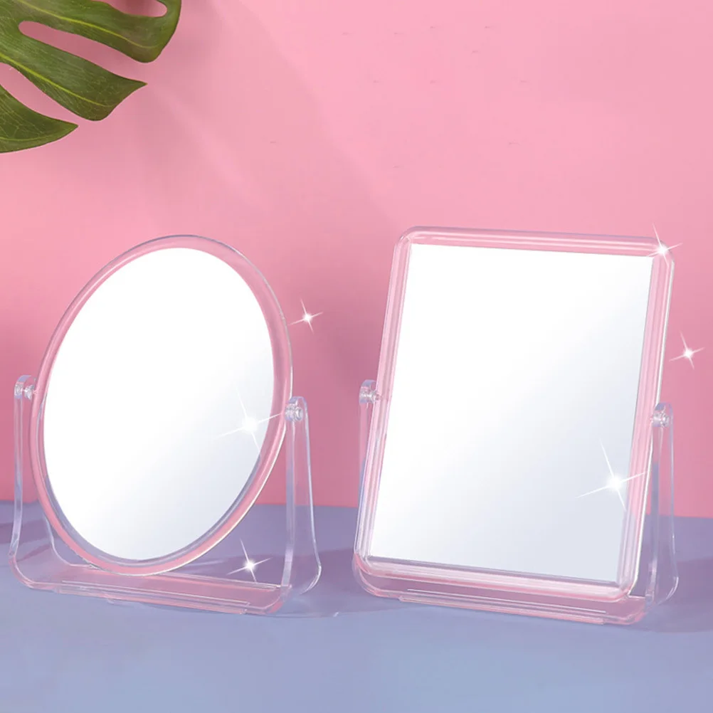 2 stuks creatieve unieke make-upspiegel voor slaapkamer desktop compacte acryl staande dubbele bijzettafel spiegel voor vrouwen