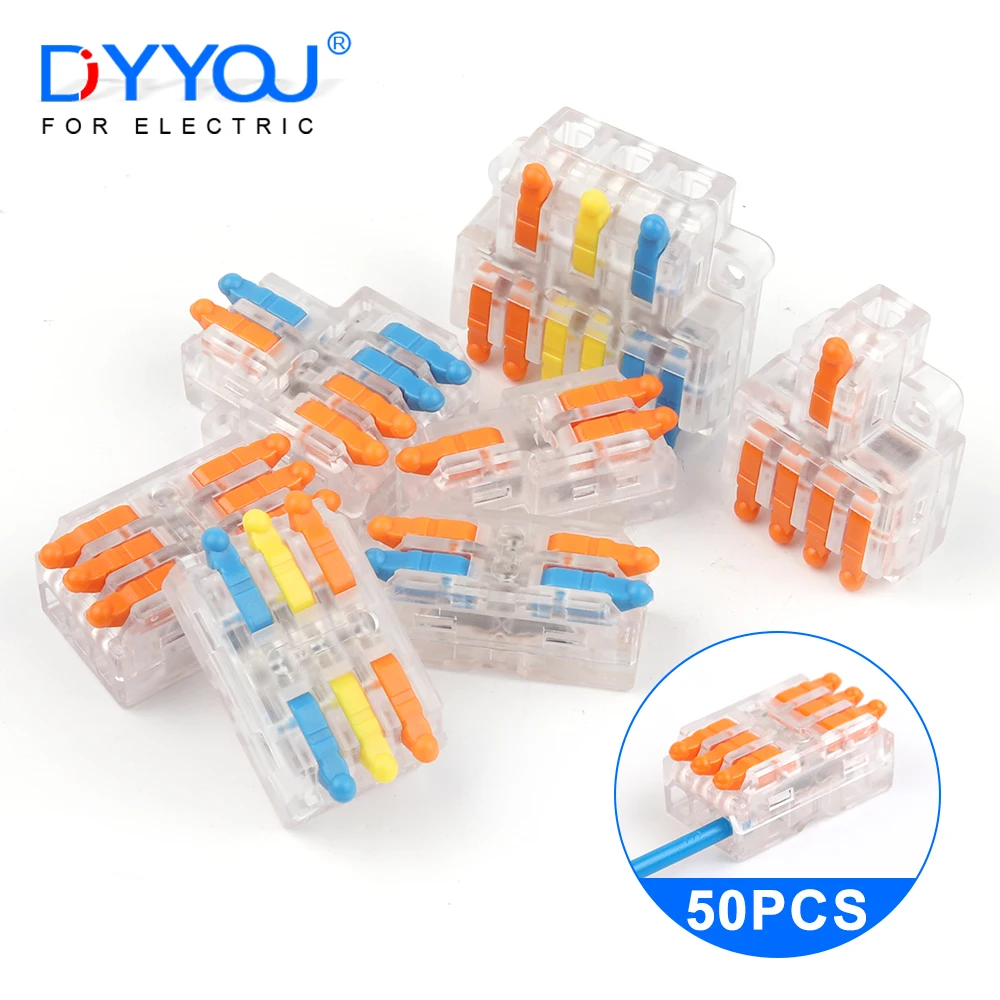 

50PCS Mini Fast Wiring Connectors With Lever 2/3Pin Splice Terminal Block Universal Compact Electrical Cable Conductor Connector