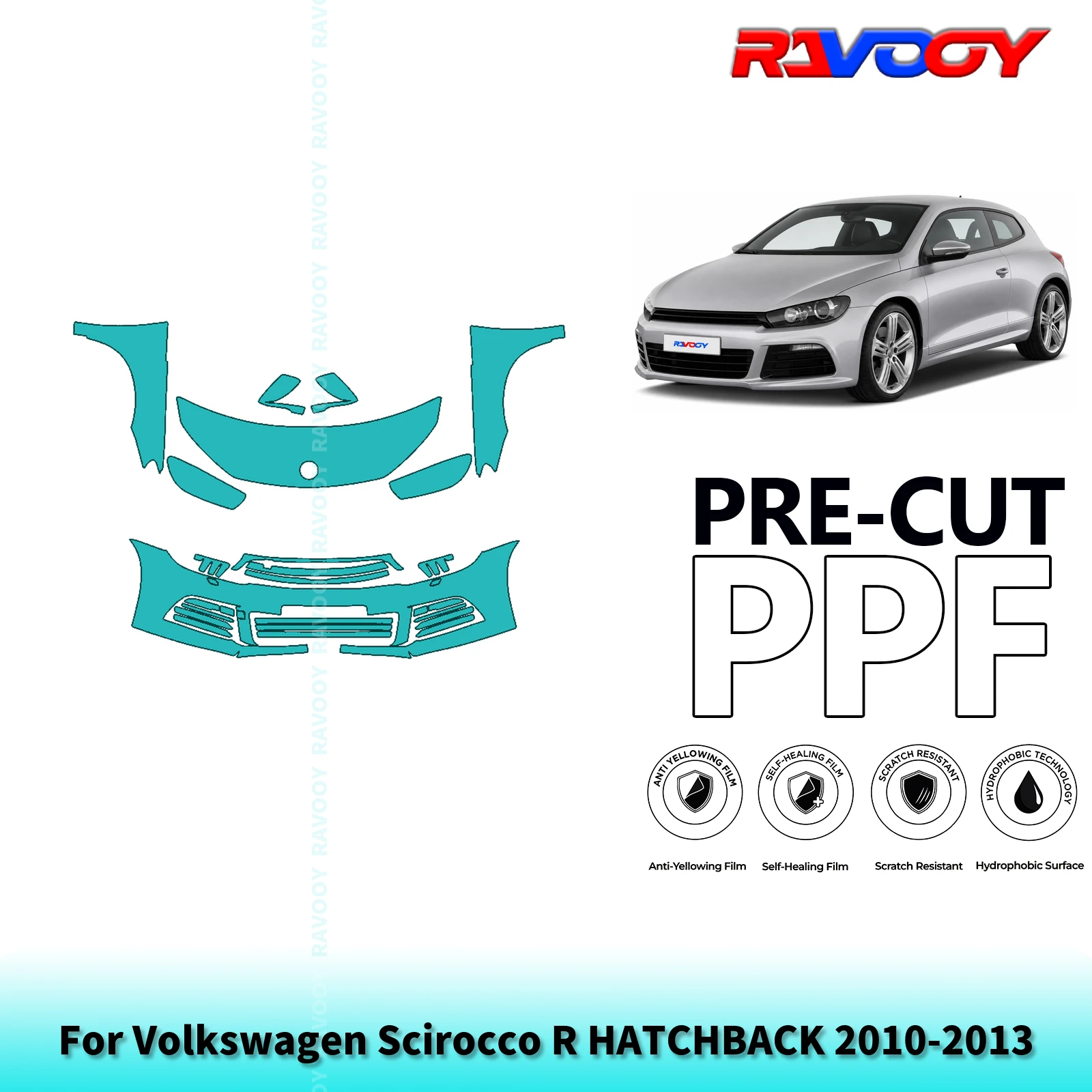 For Volkswagen Scirocco R HATCHBACK 2010-2013 Partial Front Pre-Cut Paint Protection Film PPF Stone Chip Kit | Clear/Matte/Black