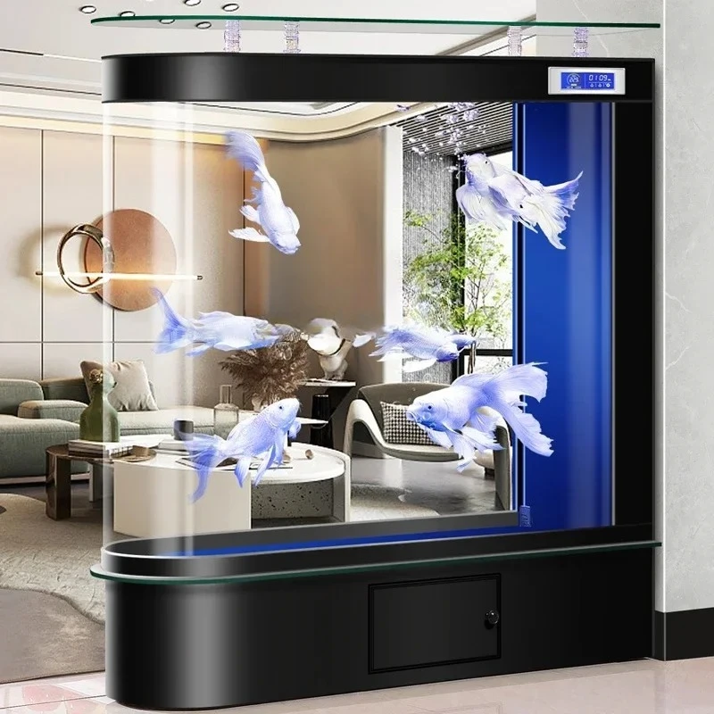

Fish tank living room floor screen partition new aquarium household ecological glass goldfish tank53