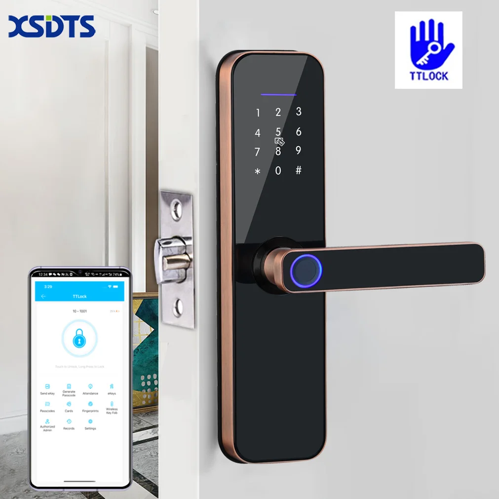 Tt lock bluetooth elektronisches intelligentes türschloss mit biometrischem finger abdruck ic karte passworts chl üssel entsperren usb notfall ladung