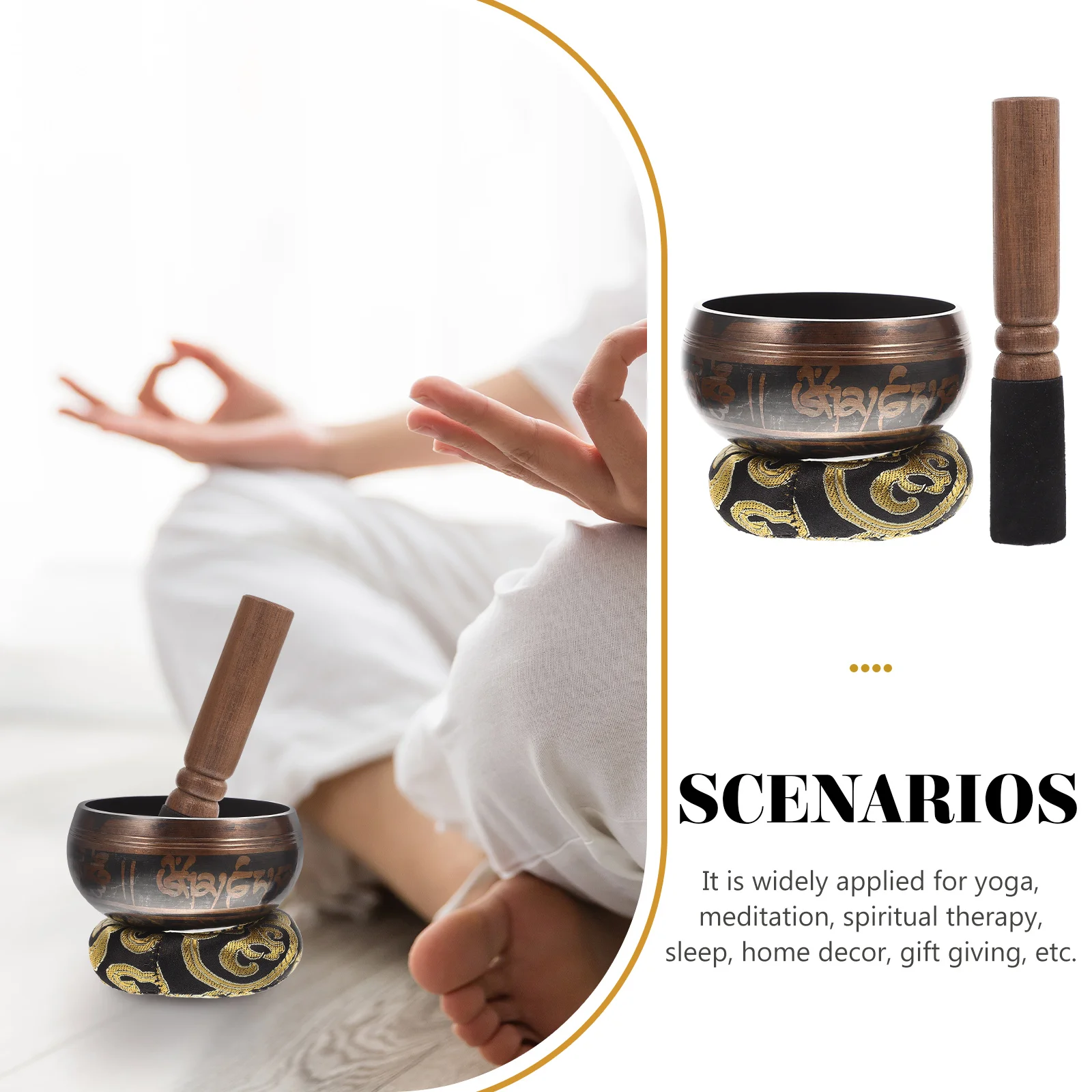 

Song Bowl Yoga Meditation Tibetan Singing along with Buddha Chanting Accessory Round