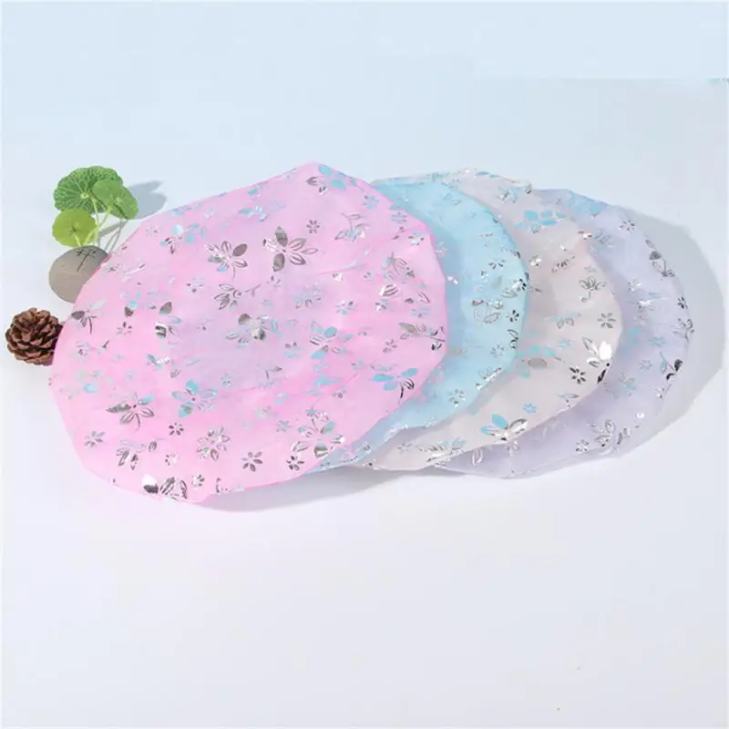 New Waterproof Shower Cap Reusable Bath Hat Good-looking Women Hair Cap Spa Hair Salon Shower Cap Bathroom Accessories