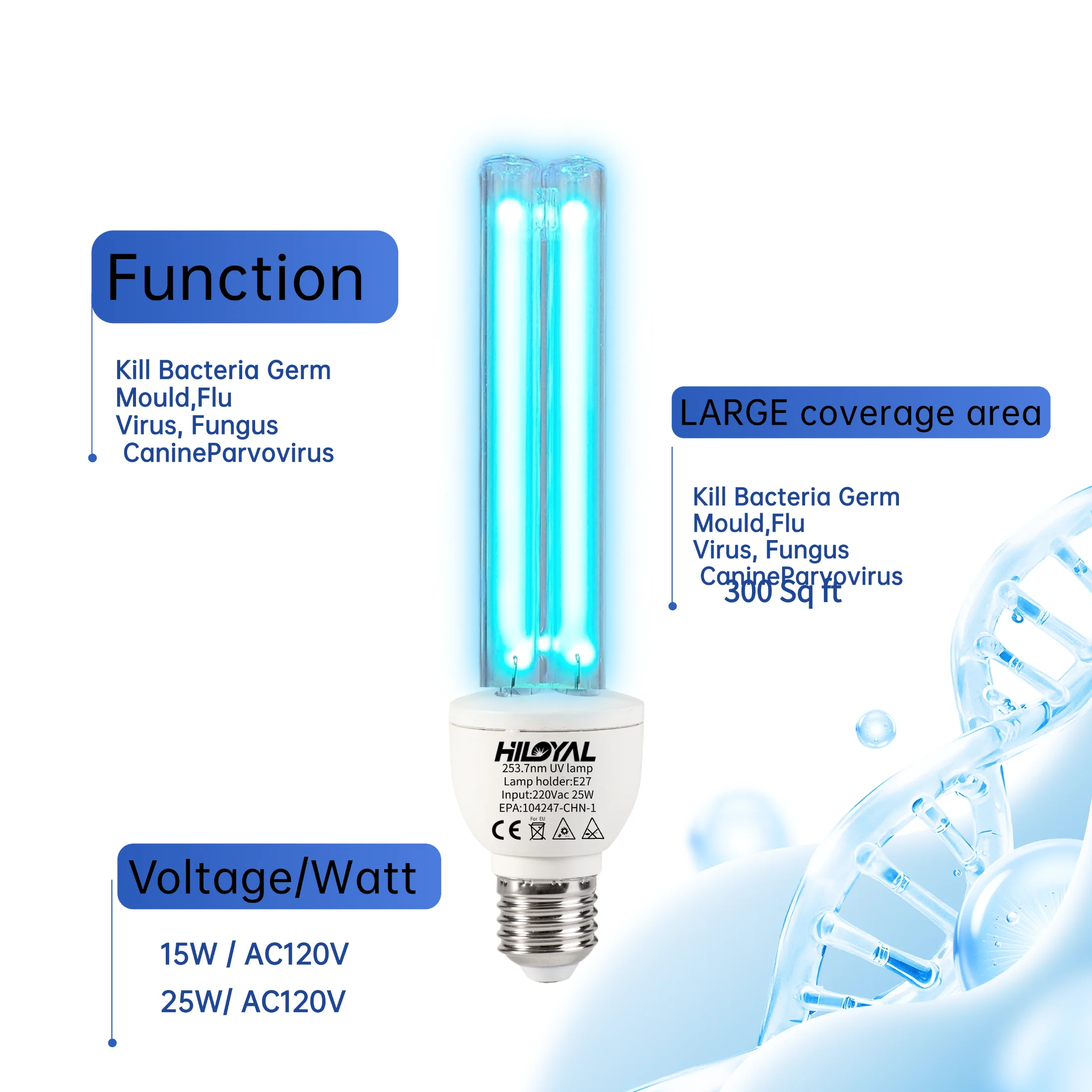 Bombilla Germicida UVC E27, con/sin Ozono, 220V 15W/25W 253.7nm, Lámpara Esterilizadora UV con Control Remoto para Desinfección del Hogar