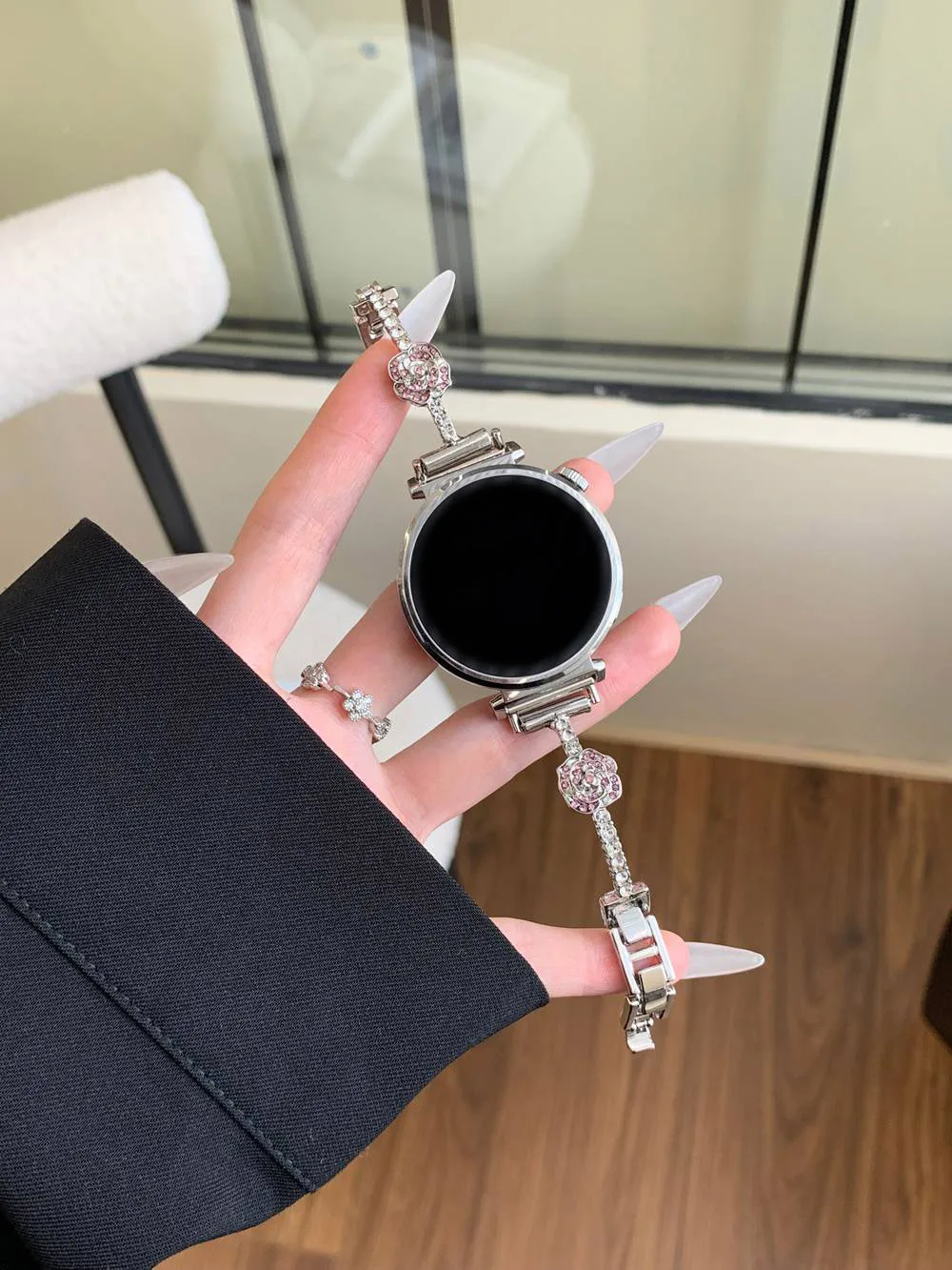 ممتاز 20 مللي متر 22 مللي متر 18 مللي متر سوار ربط حزام لساعة سامسونج جالاكسي 7 FE 5 Pro 4 6 زهرة الكاميليا الفرقة 44 مللي متر 40 مللي متر حلقة معدنية