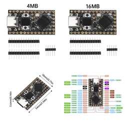 Pro Micro RP2040 Mini Development Board Dual Core Development Board Supports Raspberry Pi Pico, MicroPython 4MB/16MB Type-C