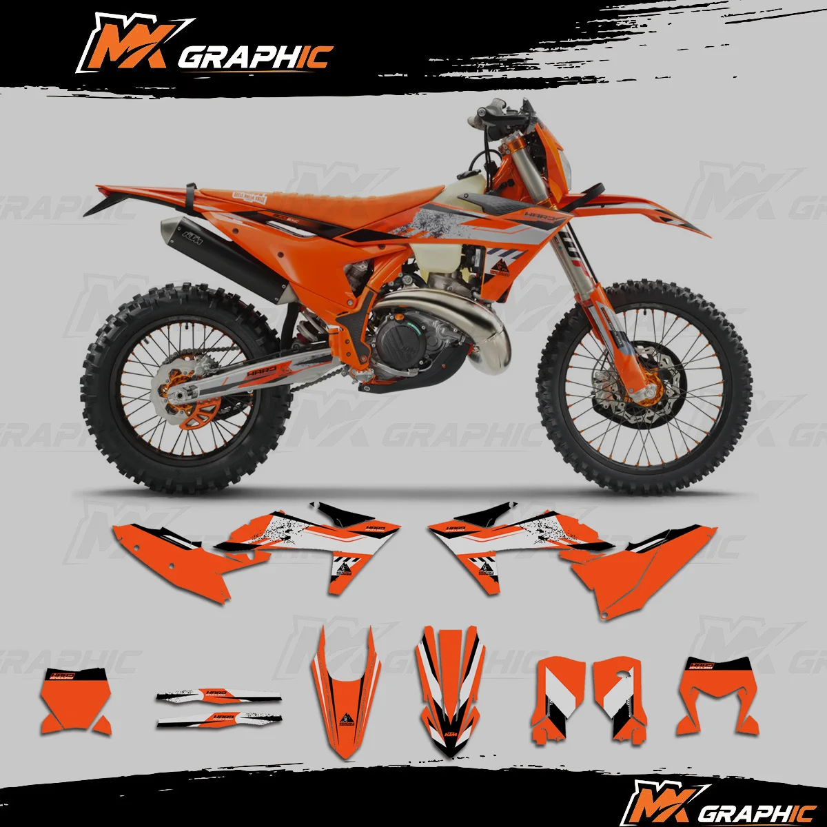 

Графический комплект MXGRAPHIC для KTM HARDENDURO EXC EXCF XCWF 2024 2025 2026 SX SXF XC XCF 2023-2026: наклейки и декали для кузова