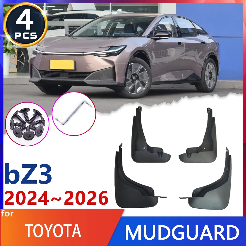 For Toyota bZ3 EA10L 2024~2026 2025 4-door sedan Car Fender Mud Flap Mudguards Mudflaps Splash Guards Goods Parts accessory Auto