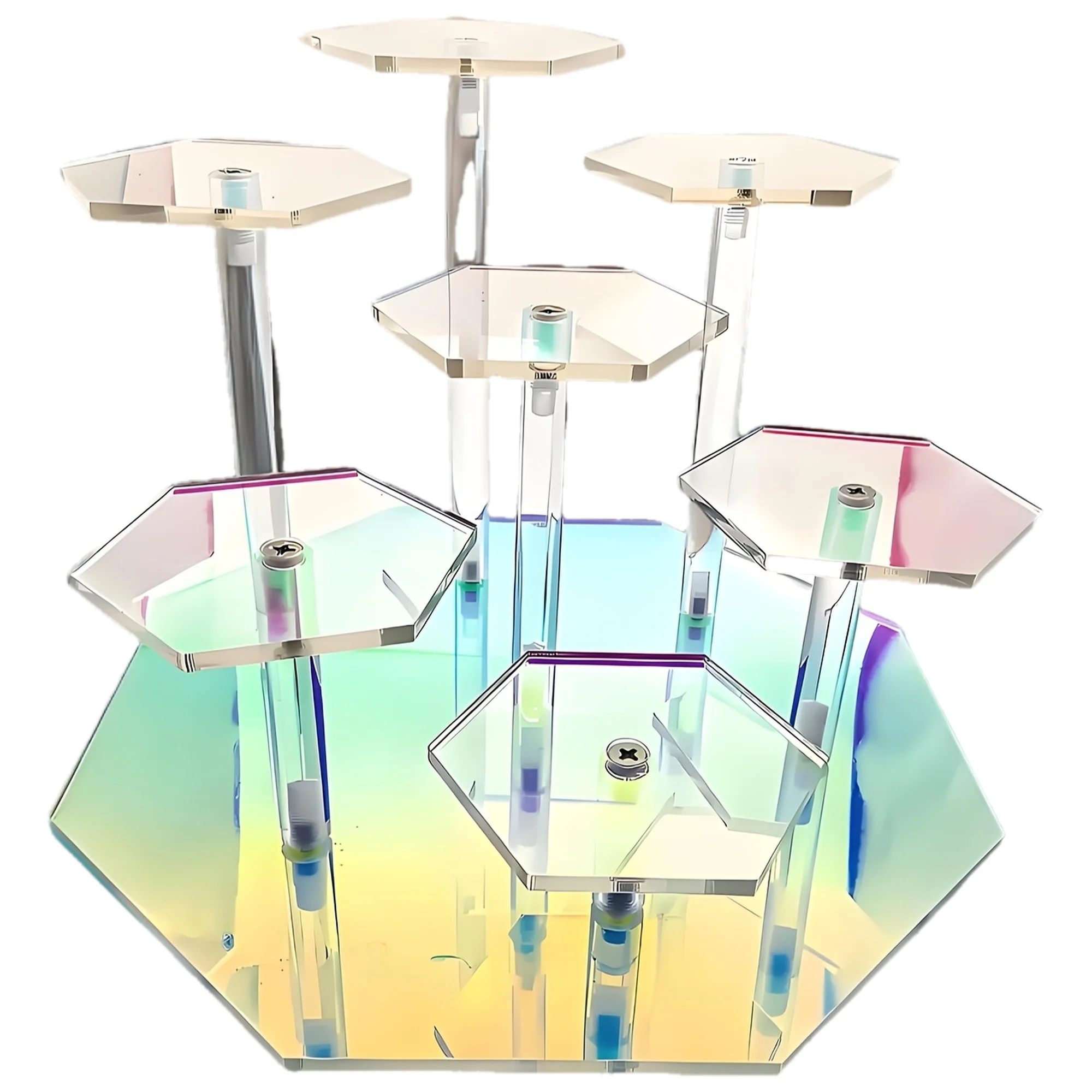 7-Layer Colorful Display Rack, Colored Acrylic Transparent Display Rack for Jewelry, Cosmetics, Perfumes