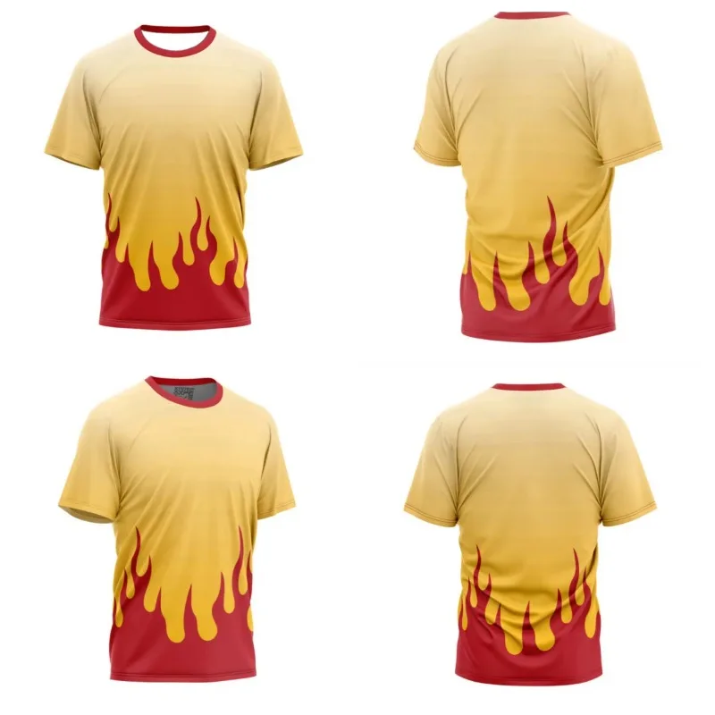 

Новинка 202, футболка Kyojuro Rengoku Demon Slayer, модная одежда с принтом японского аниме, мужская футболка с короткими рукавами, топ Y2k