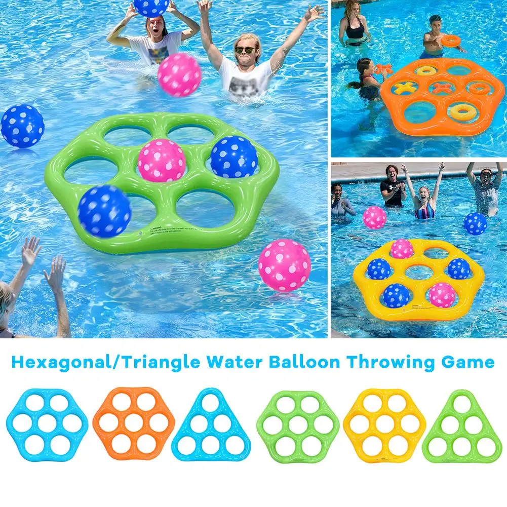 

Hexagonal Inflatable Ring Toss Toy Set PVC Floating Pool Game For Summer Water Fun Parent-Child Interactive Party Activities NEW