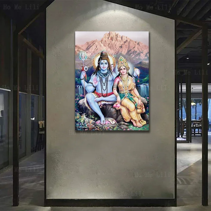 The Two Lovers Of Deities In Hinduism Shiv Shankar And Parvati Tandava Hindu Canvas Wall Art By Ho Me Lili For Livingroom Decor