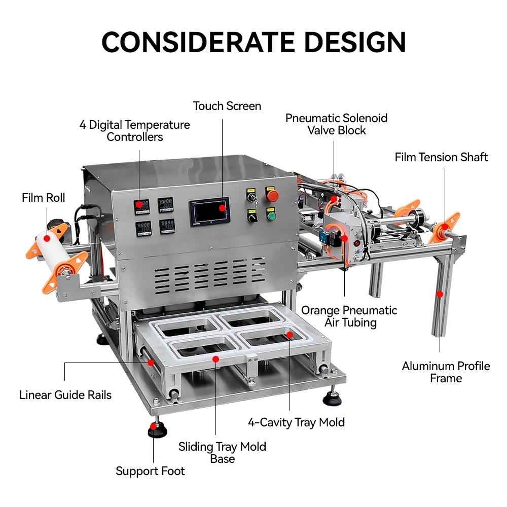 Vertical Commercial Semi-automatic Pneumatic Square Cup Sealing Machine for Paper Packaging and Beverage Use