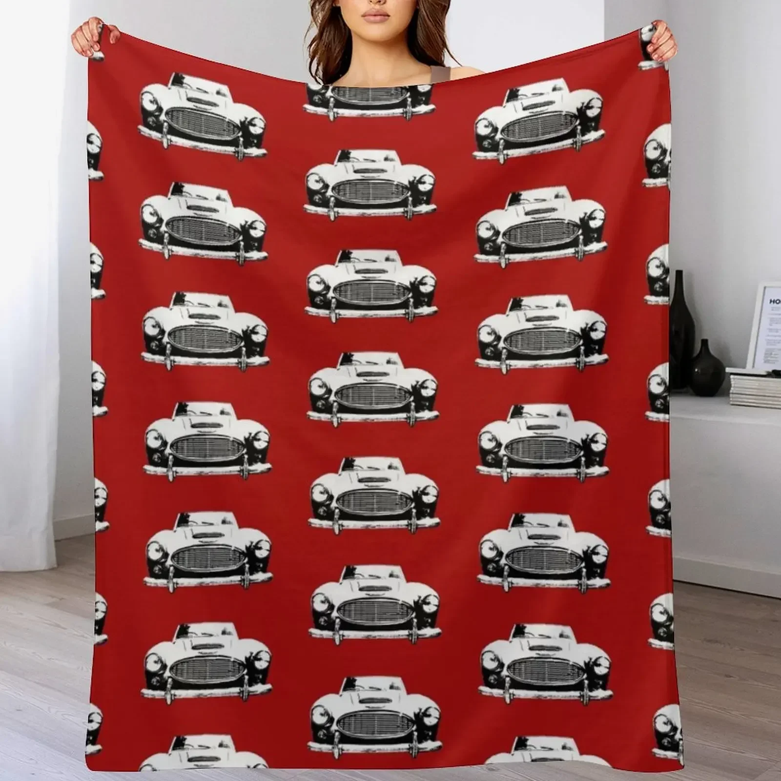 Austin Healey 3000 1960s British classic car monoblock black and white Throw Blanket Plaid Summer Soft Plush Plaid Blankets