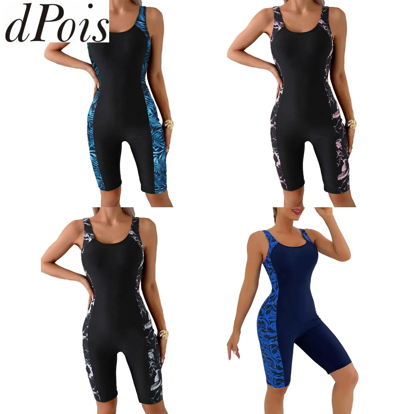 

Женский цельный спортивный купальник-бикини, комбинезон длиной до колена, купальник с полным покрытием, купальные костюмы для тренировок по плаванию, серфинга