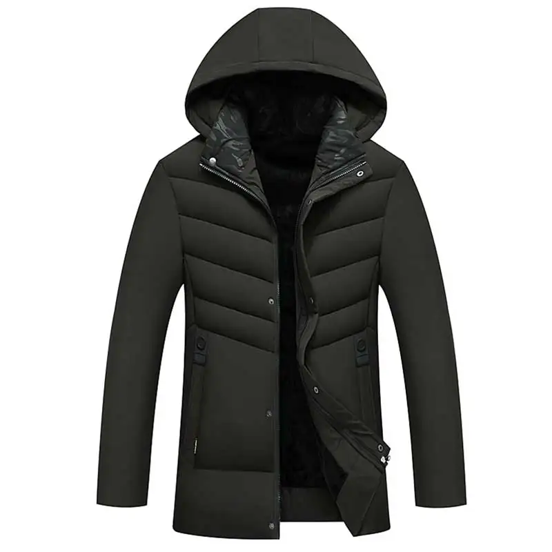 Winter New High Quality Medium Length Parka Men Plush Thick Warm Parka Men Hooded Windproof Parka Men Fashion Casual Coat Male