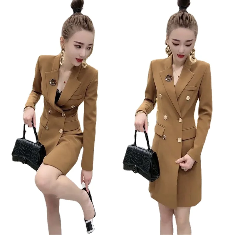 

Fashionable temperament mid-length women's suit skirt temperament high-end early autumn style slim slim long-sleeved dress