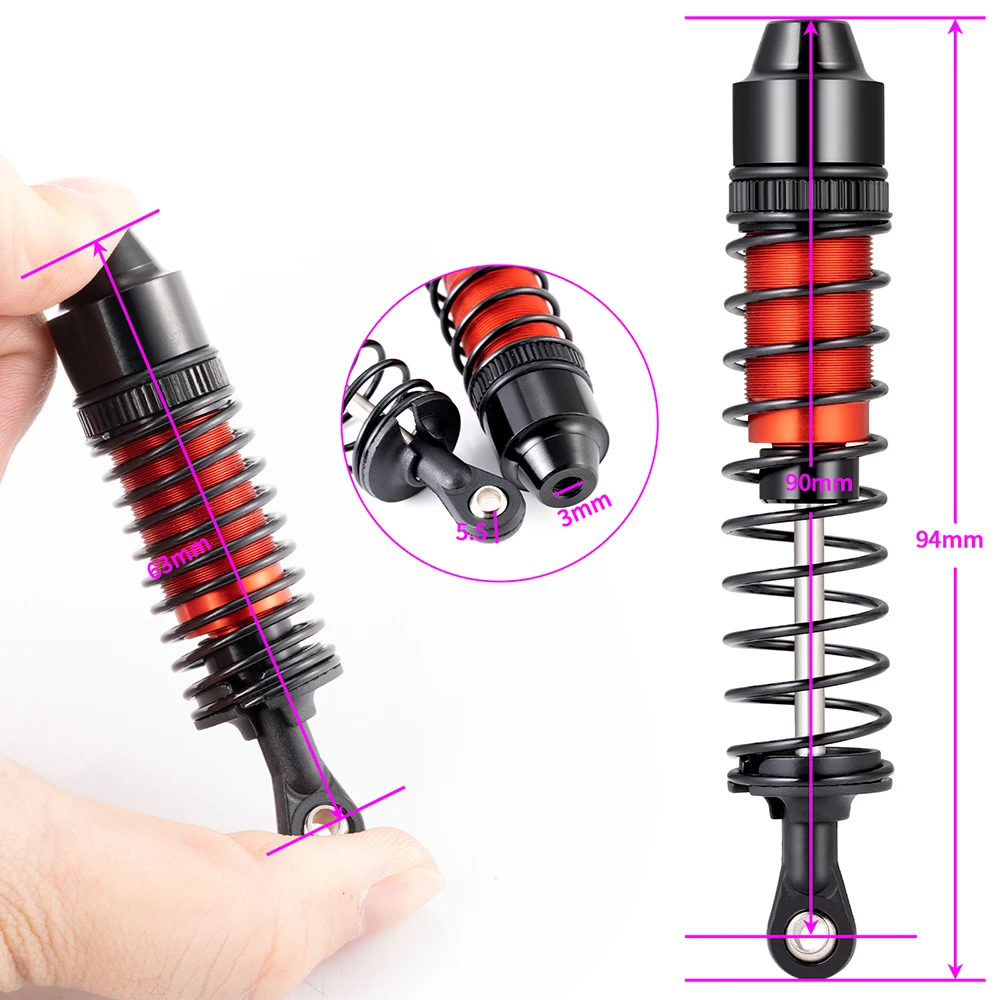 YEAHRUN 1 مجموعة الأمامية والخلفية سبائك الألومنيوم امتصاص الصدمات ل Tamiya علب الاغذية 1/12 RC شاحنة كبيرة ترقية أجزاء الملحقات