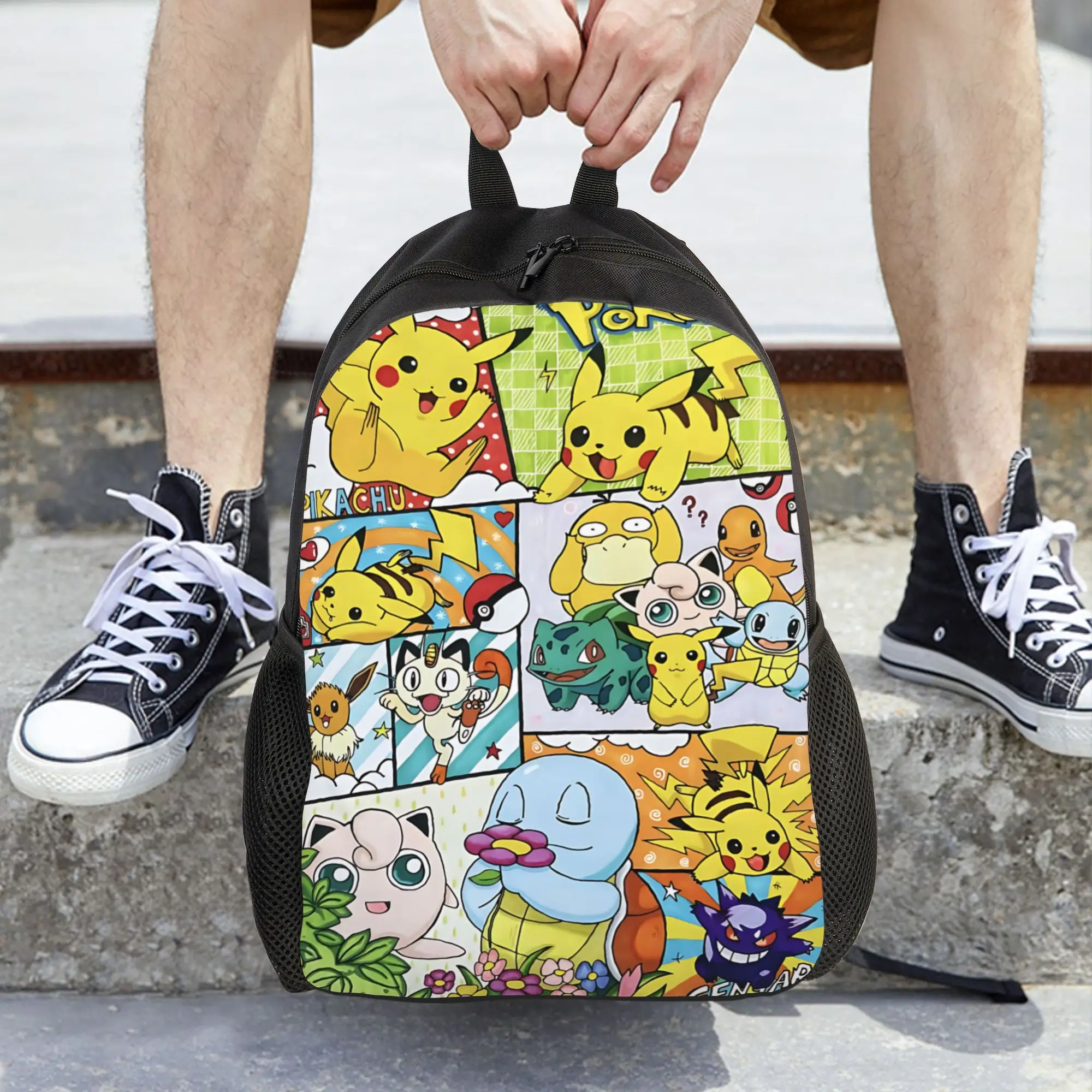 Fashion Cartoon Pokemon Theme Backpack ita bag  mochila High Street High School Large Capacity Rucksack