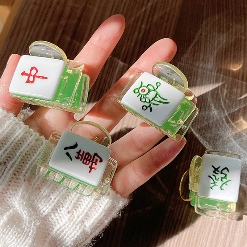 Funny Mahjong Hairpin Small Hair Clip for the Back of the Head Internet Celebrity 2024 New Fun Clip Headwear