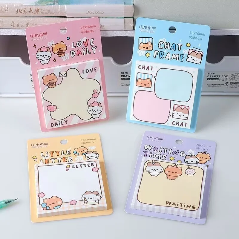 24-ピース-ロットかわいい猫メモパッド付箋かわいい文具ラベルメモ帳プランナーステッカーポスト学用品
