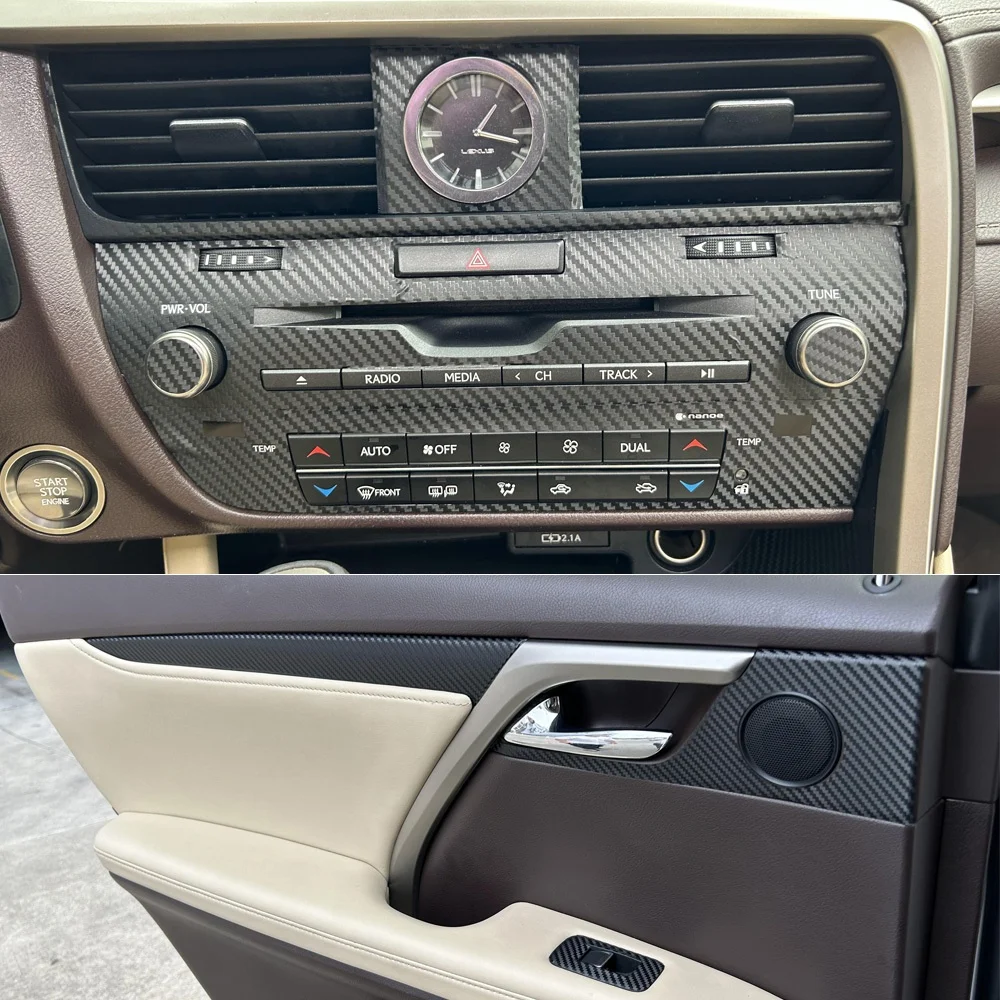 

For Lexus RX300 RX350 RX400 2016-2021 Interior Control Panel Door Handle Carbon Fiber Stickers Decals Car styling Accessorie