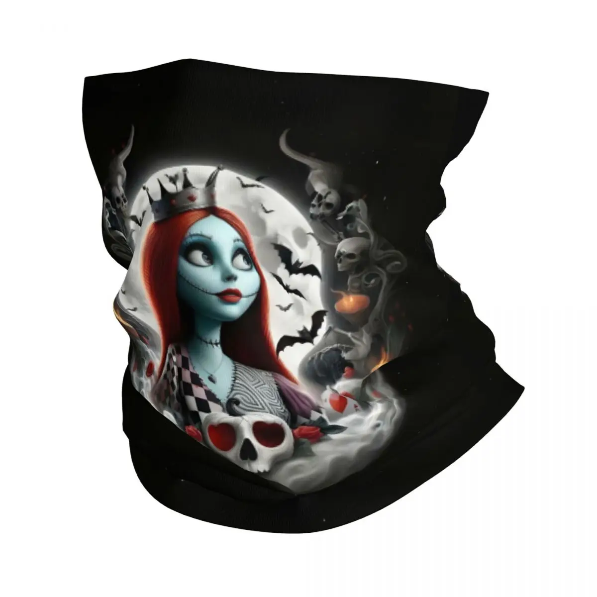Sally inspirado en la reina de corazones diadema calentador de cuello esquí ciclismo tubo bufanda película Musical americana cara Bandana polaina