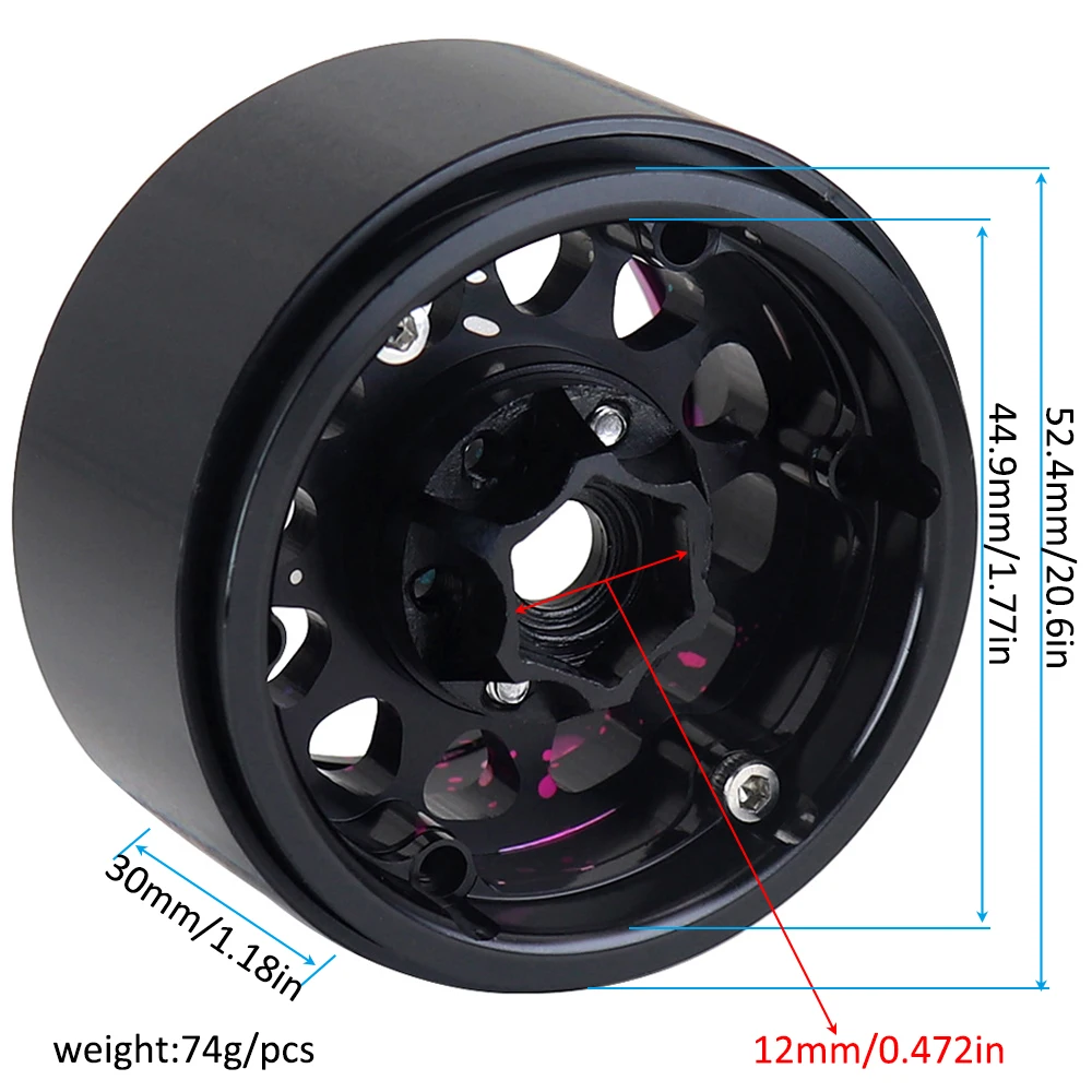 For 1/10 Rc Crawler Traxxas Trx4 Axial Scx10 Yikong Rgt Redcat D90 1.9 Inch Color Metal Beadlock 12 Round Hole Wheel Hub Rim