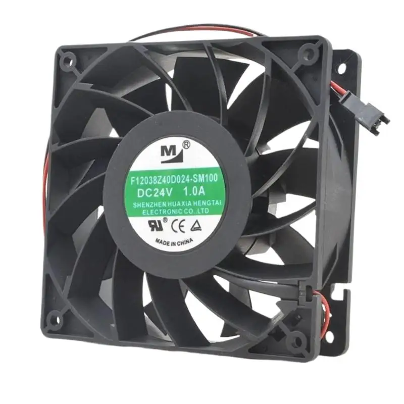 F12038Z40D024-SM100 120mm 24V 1.0A High Airflow Cooling Fan, 5000RPM, 212.57 CFM, Dual Ball Bearings for Inverter, Power Supply