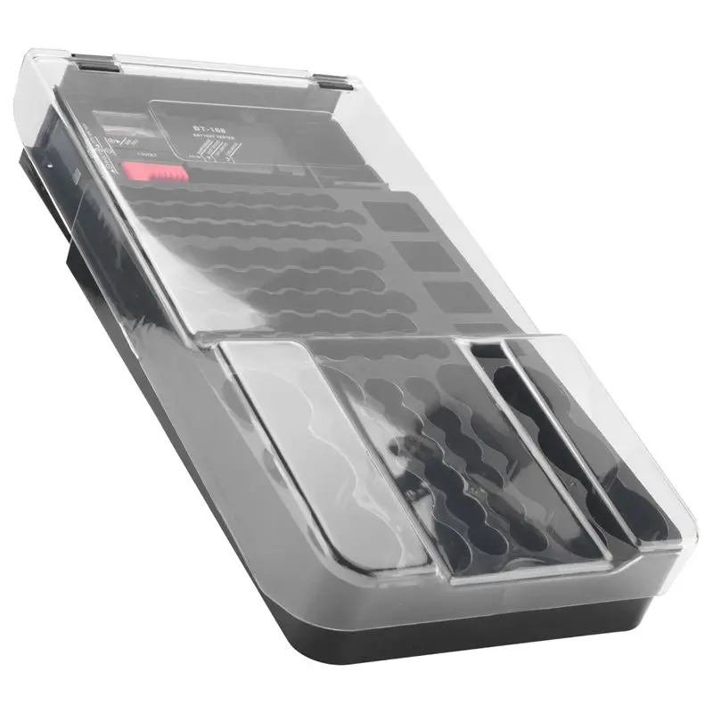 A42T-The Battery Storage Case,Organizer With Hinged Clear Cover, With Battery Tester, Holds 93 Batteries Various Sizes