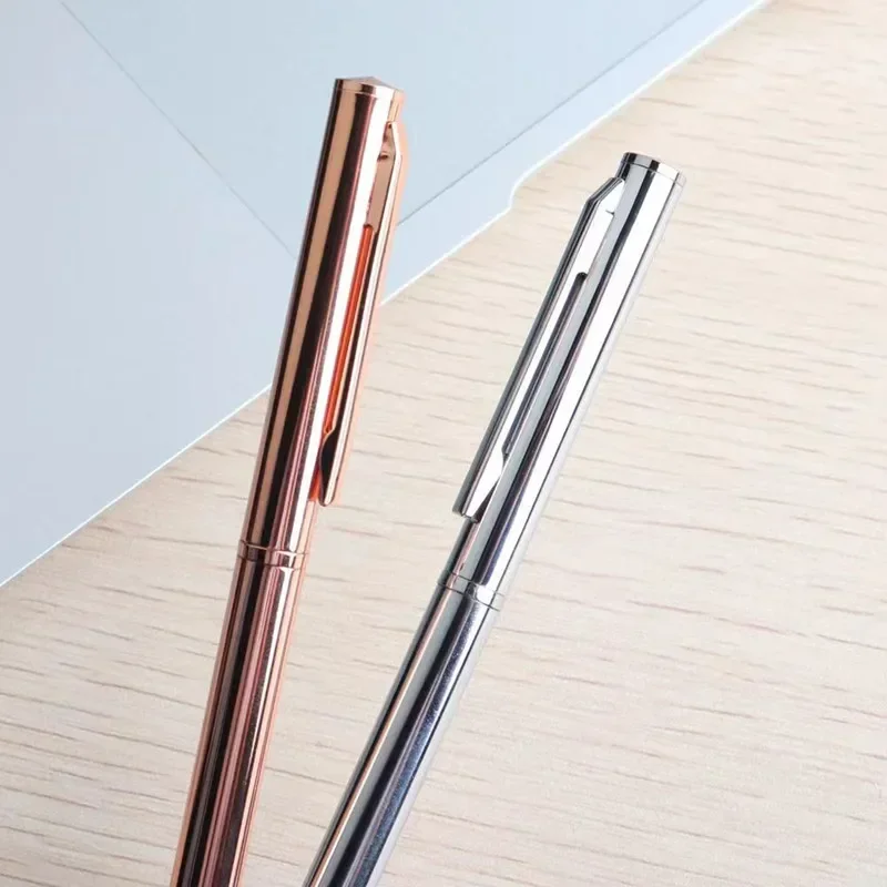 50Pcs New Metal Ballpoint Pen Rose Gold Pen Custom Logo Advertising Ballpoint Pen Lettering Engraved Name School&Office Supplies