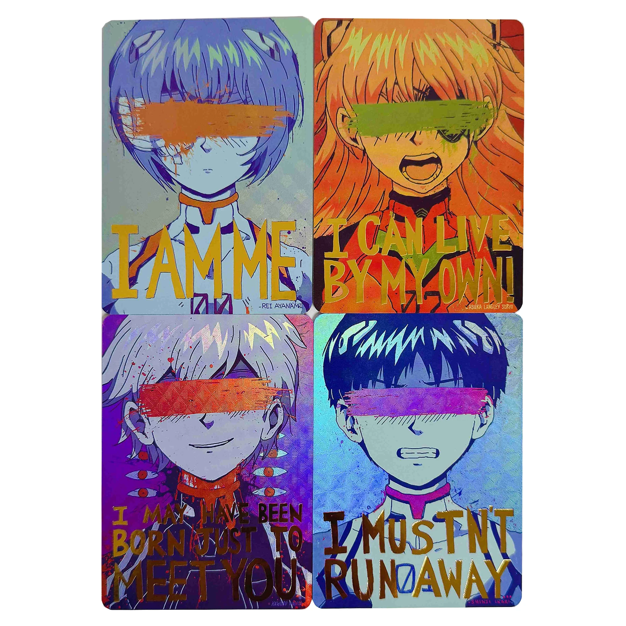 

4Pcs/set Diy Goddess Story Asuka Langley Soryu Collection Card Refraction Color Flash Gold Hot Anime Card Gift Toys