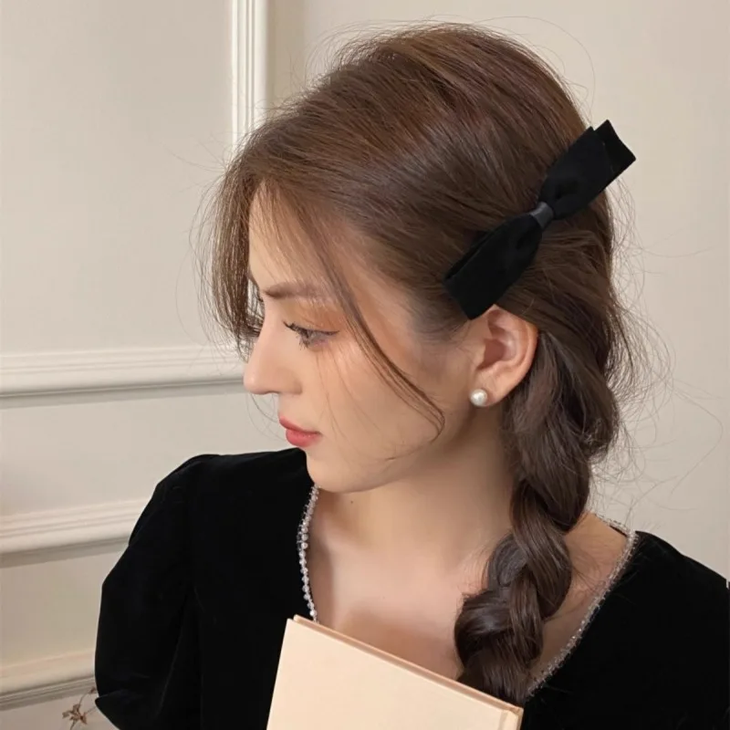 Velvet Bow Hair Clip French Vintage Black Red Bowknot Hairside Elegant Women\'s Small Hairpin For Girl Barrettes Fashion Headwear