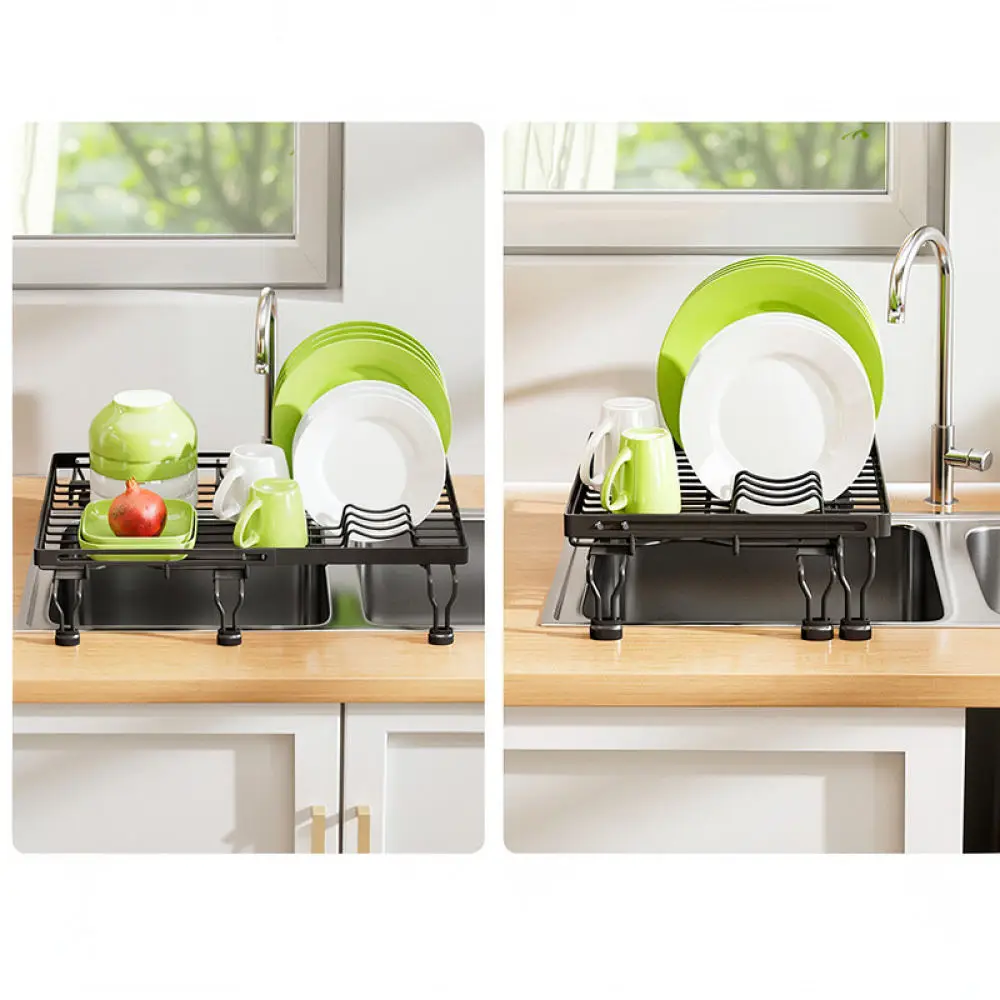 Extendable Kitchen Sink Dish Rack Storage Holder Countertop Drying Shelf Organizer Metal Tableware Drainer For Orunzhe