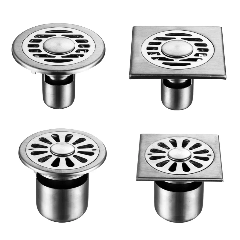 304 Stainless Steel Deodorizing Floor Drain Deodorizer Circular Square Drainage Cover Bathroom Shower Garbage Grille Filter