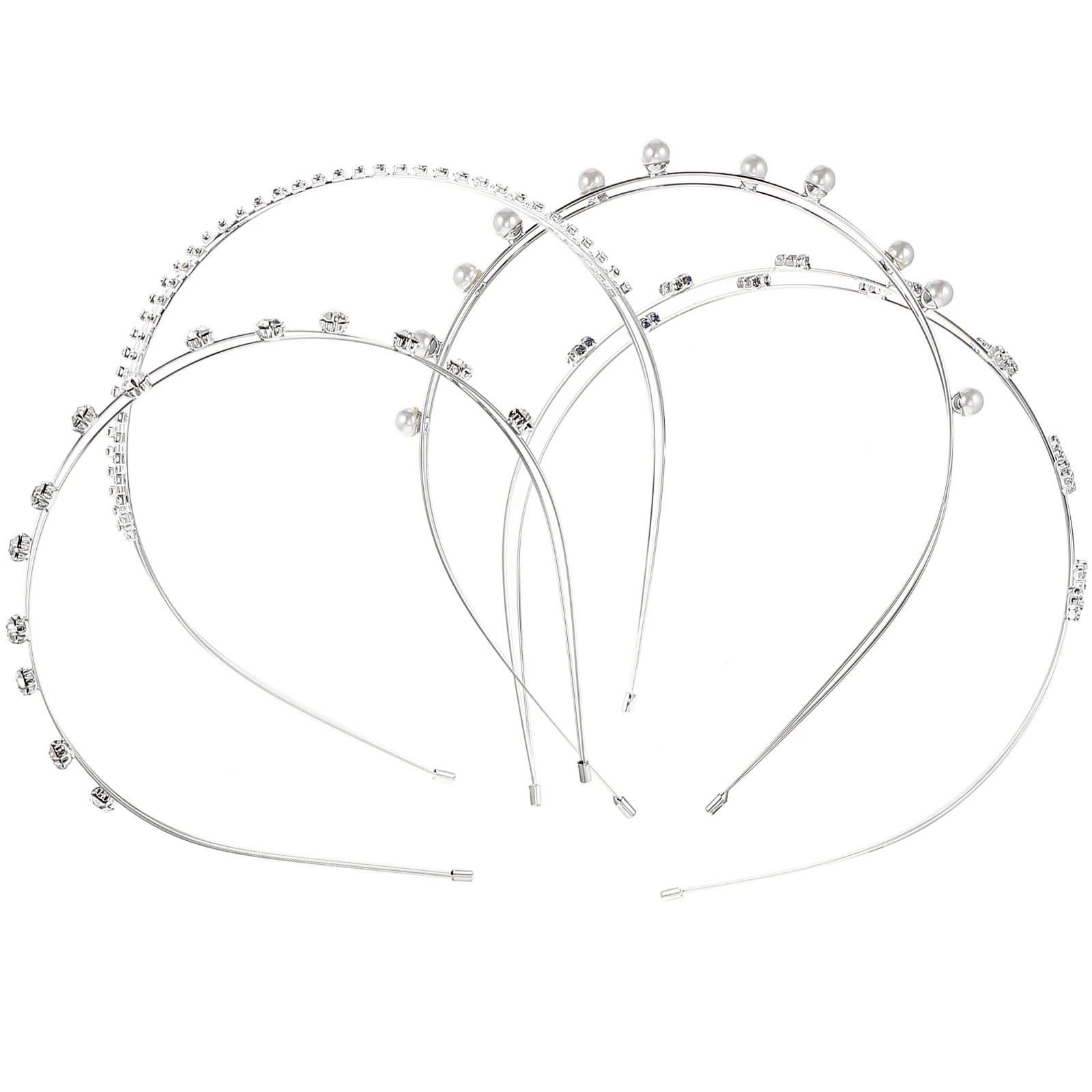 

4 Pcs Pearl Headband Rhinestone Hairband Elegant Wedding Bridal Headdress Accessory Women Hair Accessories Lightweight Portable