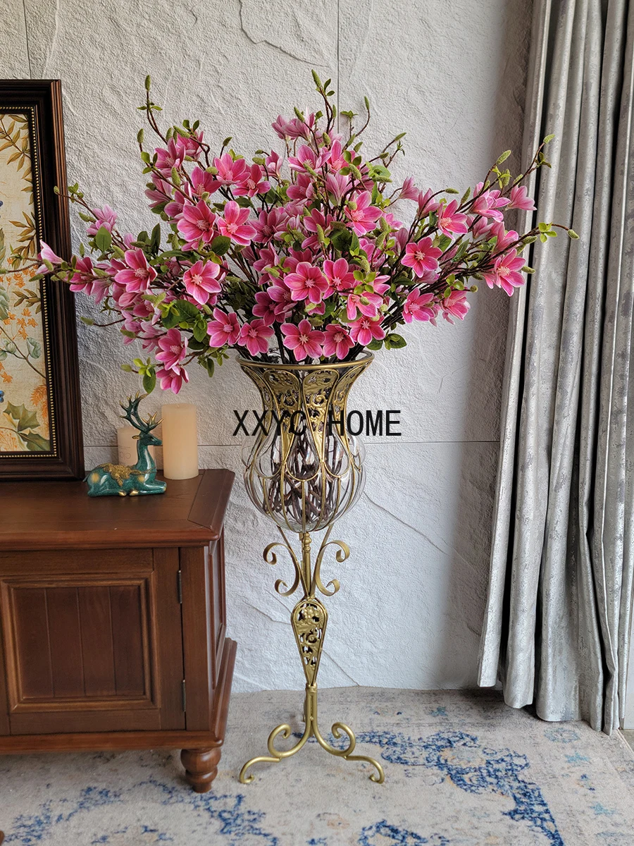 Floor Large Vase European Living Room Glass Furnishing Article High-End Flower Arrangement Decoration Hallway Water Cultivation