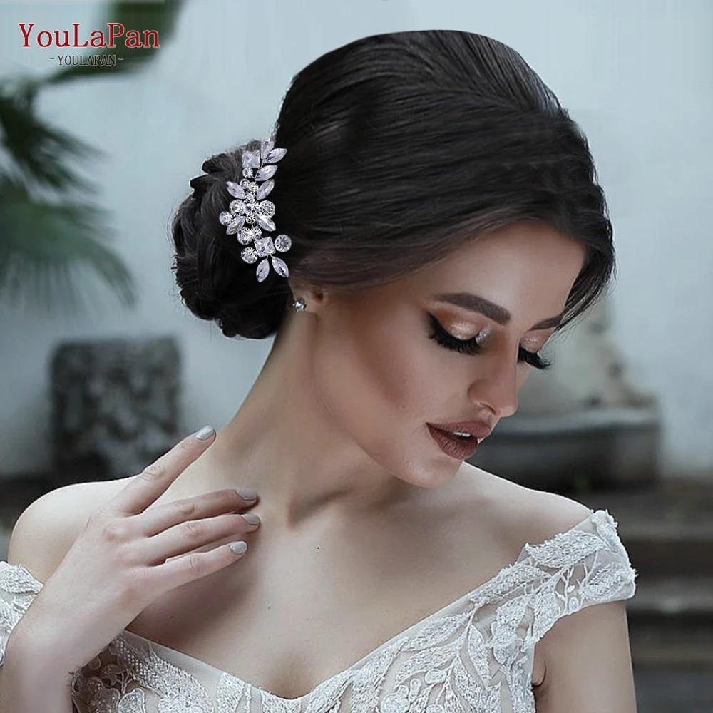 

Youlapan Elegant Shiny Rhinestones Bridal Hair Comb Exquisitely Woman Side Comb Headband Dances Parties Banquets Weddings HP88