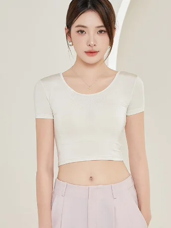 Spring Summer New Soft Modal Short Sleeve round Neck Yoga Base Shirt Women's Simple T-Shirt Prevent Light Small Vest