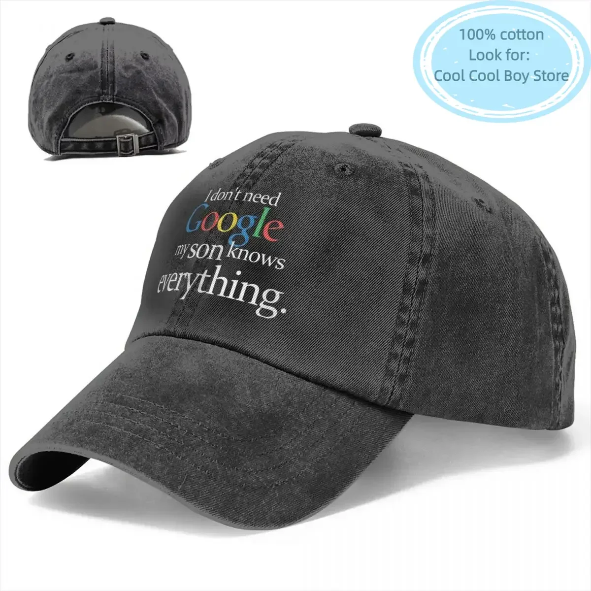 Retro I Don't Need Google My Son Knows Everything Baseball Caps Men Distressed Denim Washed Headwear Outdoor Running Hats Cap