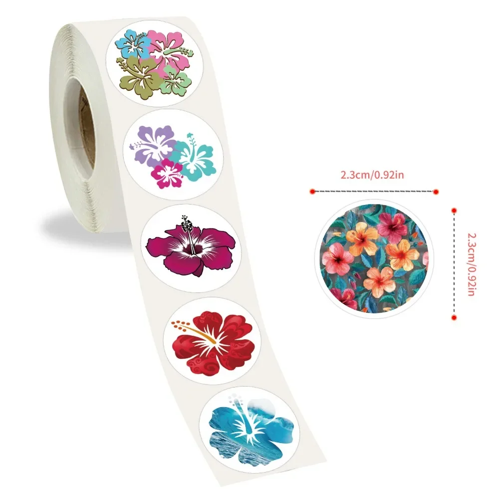 Pegatina de flor de hibisco de piezas, pegatinas de grafiti Hawaiano, bricolaje, equipaje, portátil, pequeñas flores rojas, cinta de cuenta de mano de recompensa, calcomanía de juguete, 500