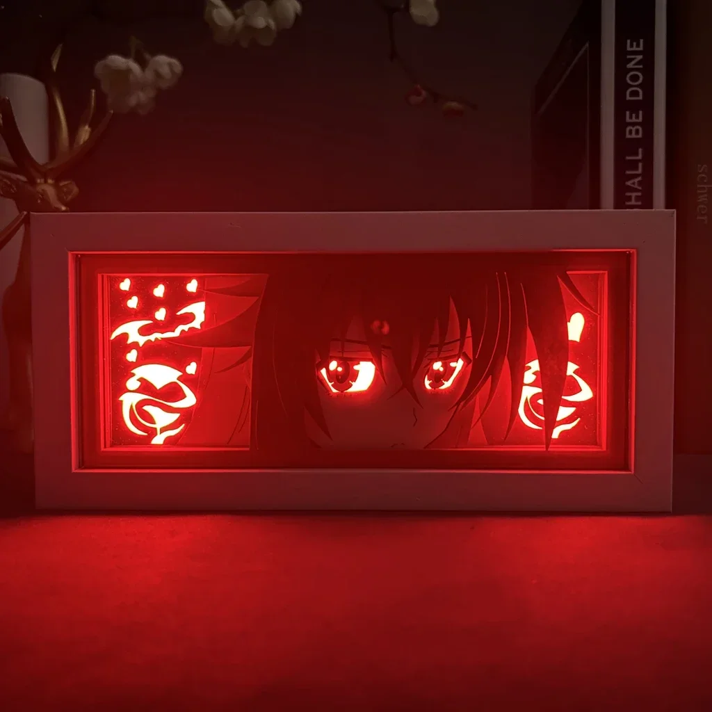 Rias Lightbox Anime Light Box High School DxD Rias Gremory Eye Face for Room Decor Manga Paper Cut Desk Led Night Light Lamp