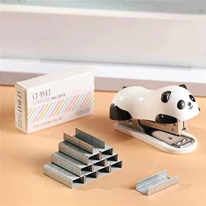 4 Pcs Panda Desktop Stapler Stapler Stapler For 12 Sheet Capacity, Stapler With 4000PCS No.10 Staple & Built-In Staple Remover