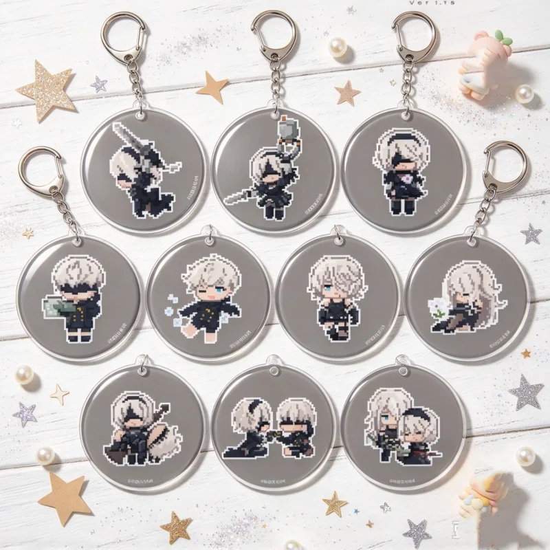 Anime Game NieR:Automata Acrylic Keychain Bag Pendant 6CM 2B,9S,A2,Pod 042 Cosplay Bag Acrylic KeyRing Display Gifts Bag Charm