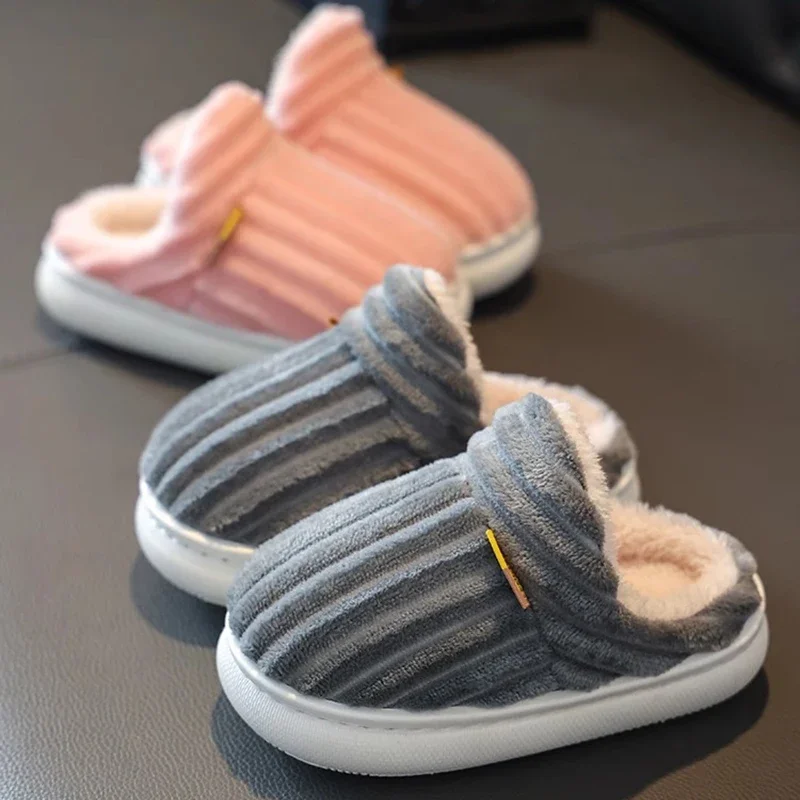 

Детские хлопковые тапочки, противоскользящие пушистые тапочки для девочек на осень и зиму для мальчиков и девочек, дети дома, младенцы