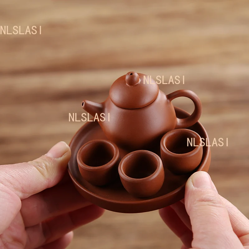 Yixing Mini Purple Clay Teapot Set Fingertip Pot Tea Pet Ornament Children's Kung Fu Tea Set Tea Infuser