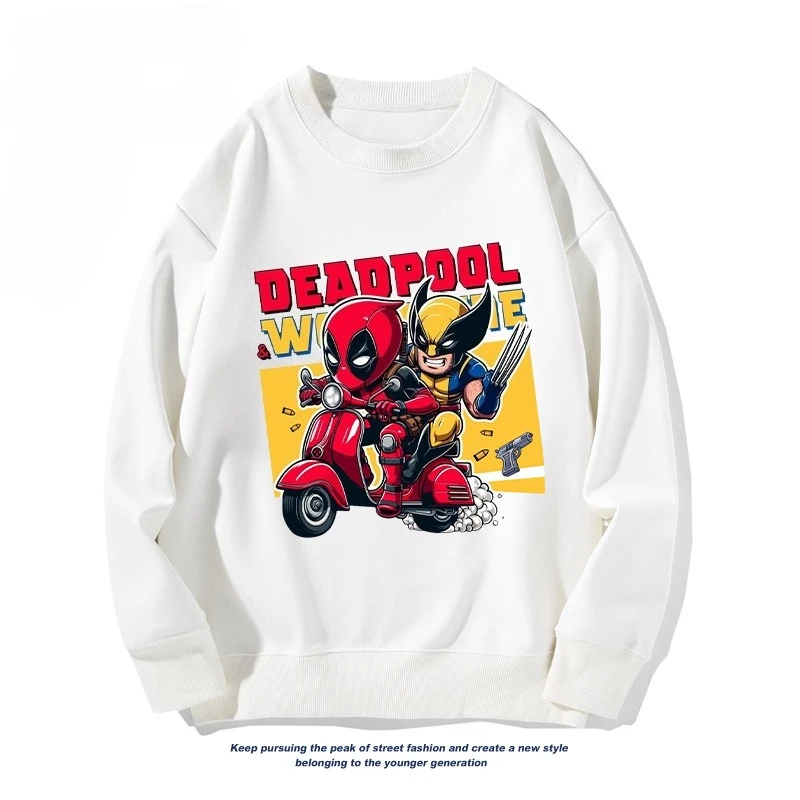 Deadpool y Wolverine Película Marvel Colaboración Sudadera con cuello redondo Chaqueta holgada de manga larga para hombres y mujeres